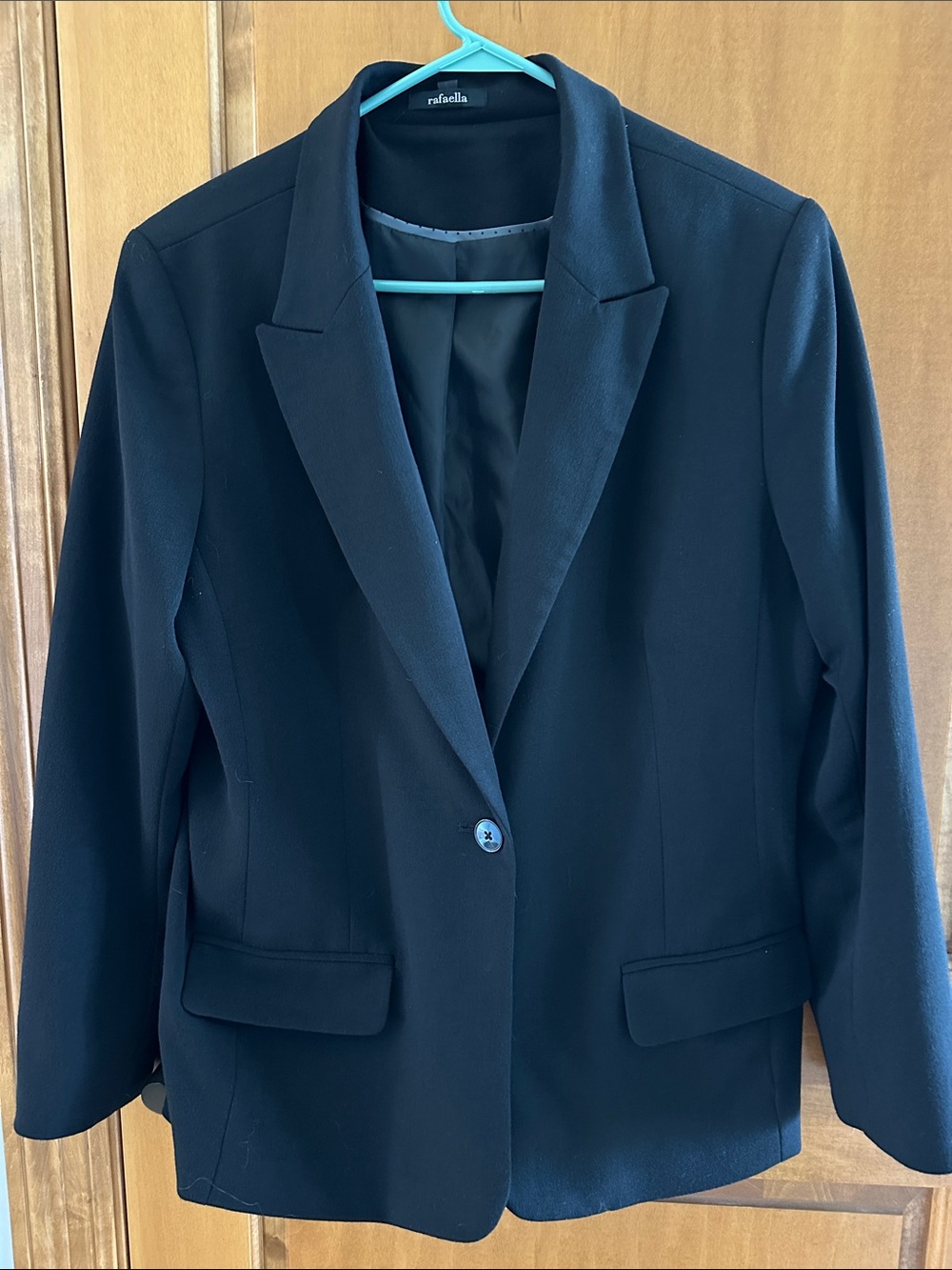 Rafaella Black Classic Single Button Tailored Lined Blazer Jacket Sz 16